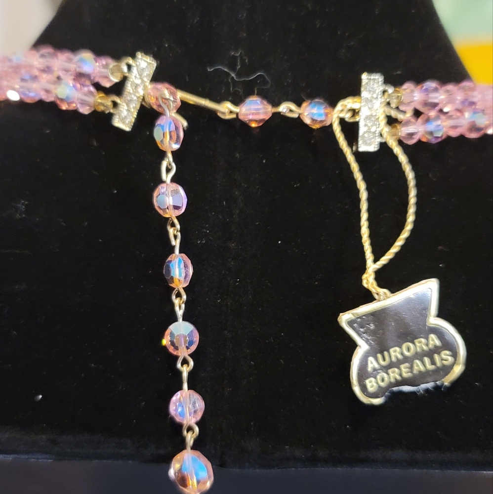 Vintage 1950's Austrian Aurora Borealis Crystal Necklace and Earrings - Picture 4 of 7